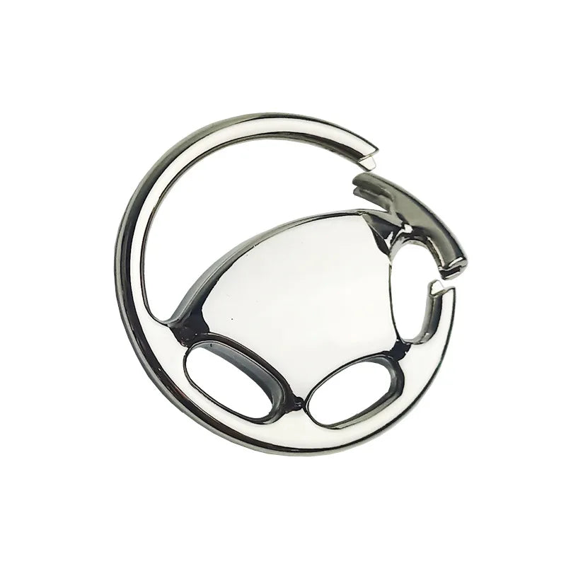 Zinc Alloy Steering Wheel Keychain Creative Car Gift Pendant Simulation Car Steering Wheel Keychain Customizable logo