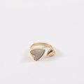 Joolim Jewelry Wholesale 18K Gold Plated Stainless Steel Two Heart Shell Rings for Women