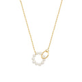 Baroque Jewelry 18K Gold Plated Stainless Steel Double Circle White Pearl Pendant Clavicle Choker Necklace for Women YF2348