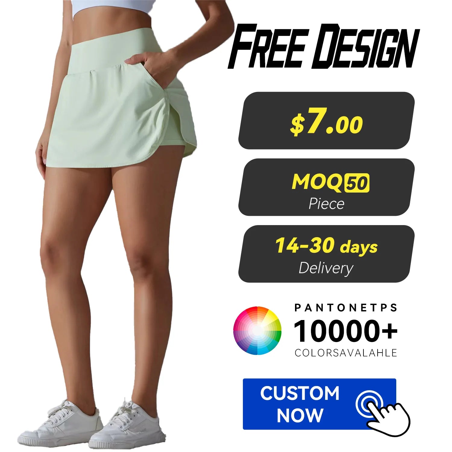 Ladies' High-Waisted Tennis Dress Cool Sun Protection Slimming Two-Piece Skirt Pants Back Waist Pocket Sports Yoga Wear