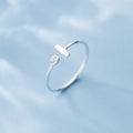 Hot Selling Geometric Shape 925 Sterling Silver Rectangular Open Ring for Women
