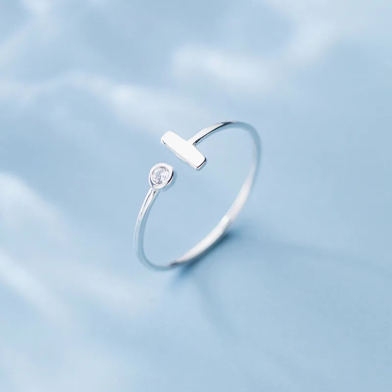 Hot Selling Geometric Shape 925 Sterling Silver Rectangular Open Ring for Women