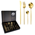 Wholesale Unique Luxury Metal Stainless Steel Golden Flatware Set-Fork Spoon Knife Cutlery for Hotels and Weddings