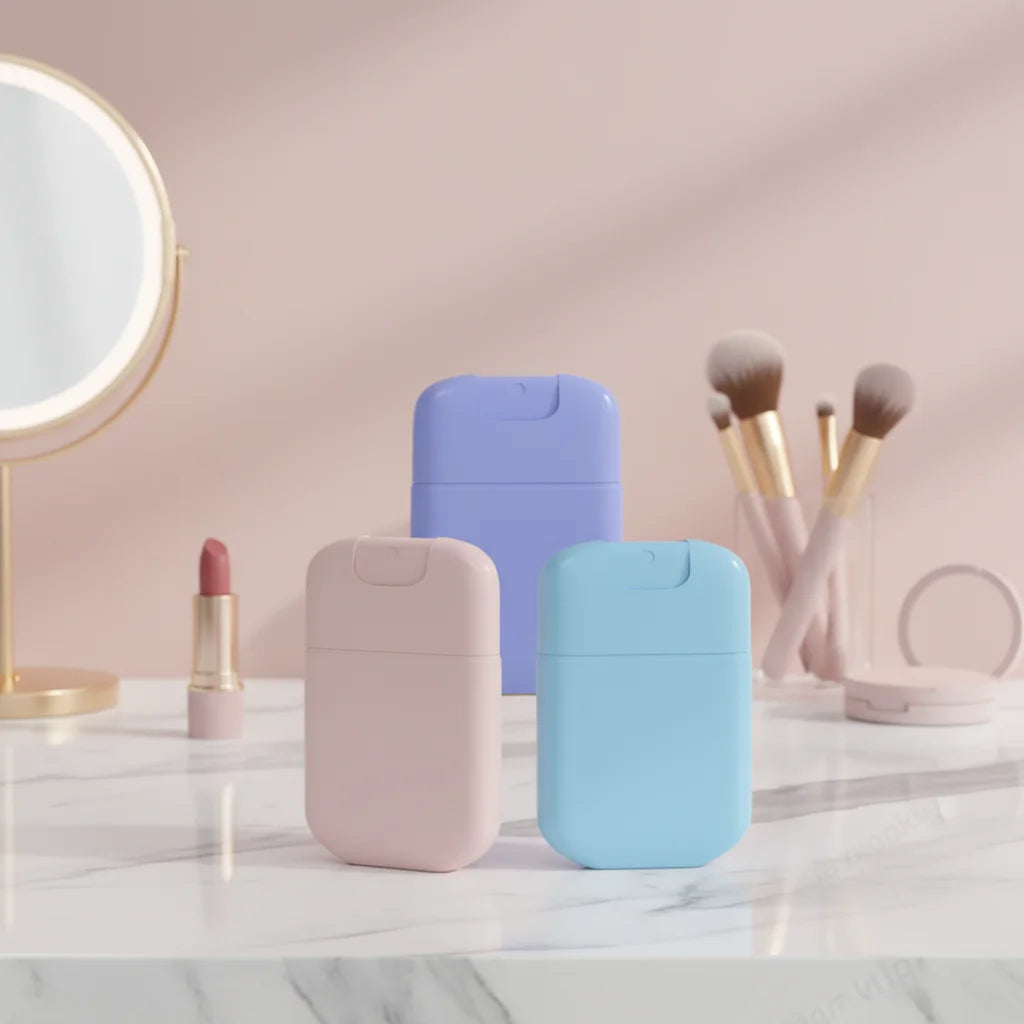 BORUI Mini PET Plastic Credit Card Square Shape Colored Travel Pocket Screen Printed Pump Sprayer 10ml/20ml Perfume Spray