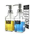 10oz 18oz Square Thick Glass Hand Soap Dispensers Stainless Steel Pump Hand Sanitizer Bottle Including Pump Sprayer for Sale