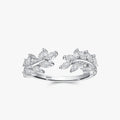 Ailmay Top Quality 925 Sterling Silver Charm Leaf Dazzling CZ Adjustable Finger Rings for Women Trendy Wedding Christmas Gifts