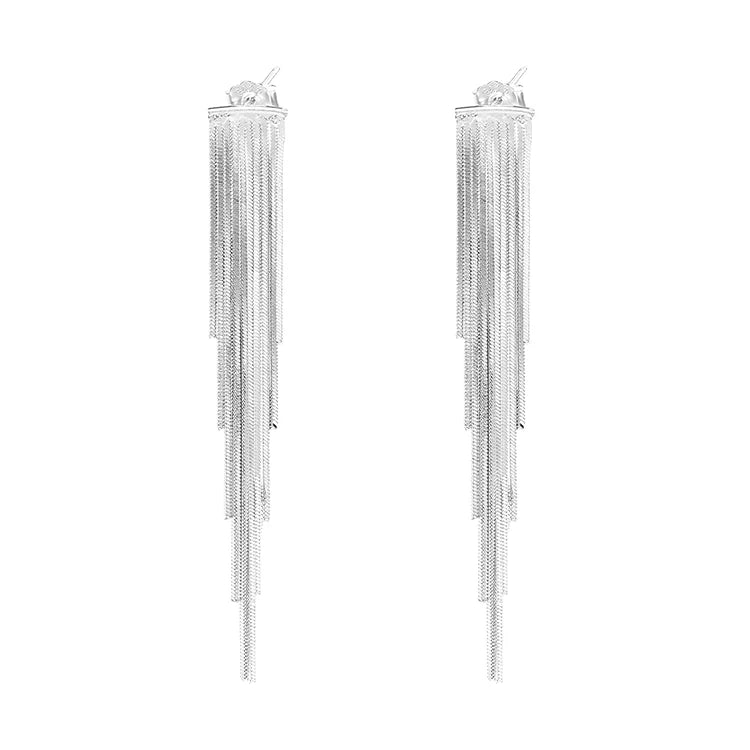 Fine Jewelry Earrings 925 Sterling Silver Long Tassel Earrings Korean Fashion Pendientes S925 Silver Stud Earrings