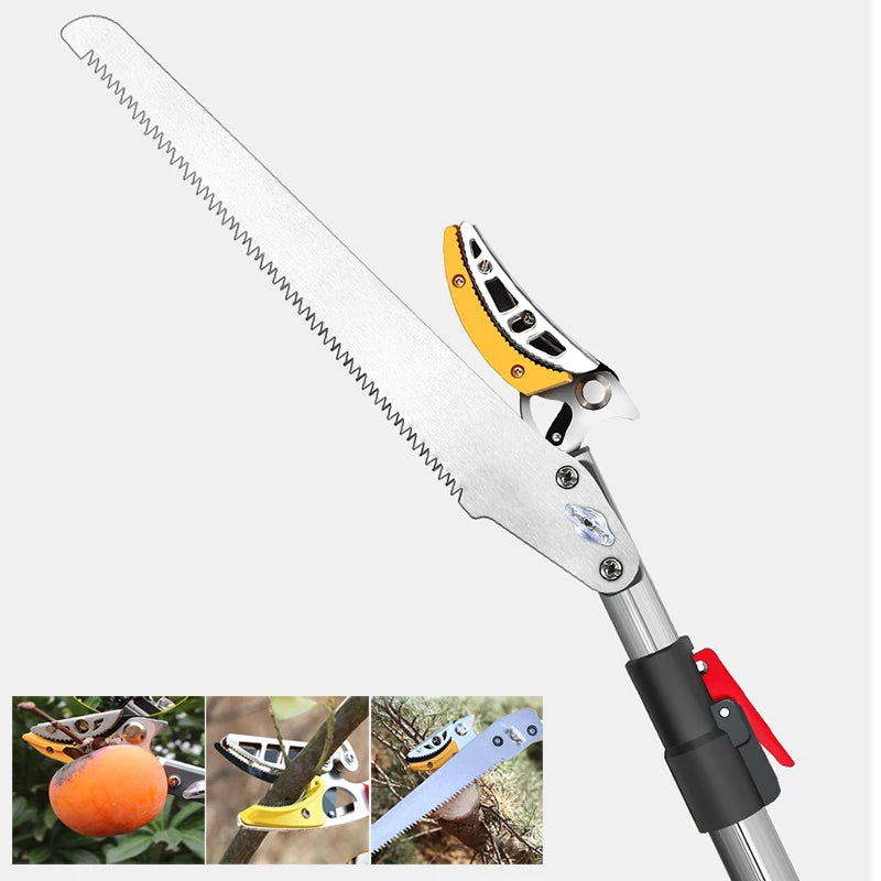 Telextent 13 Feet Durable Fruit Picking Scissors with Aluminum Alloy Extension Pole Sponge Handle Manual Outdoor Gardening Tool
