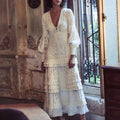 Guangzhou Auyan Comfortable White Maxi Dress Cotton Dress Material Beach Bohemia Loose Wedding Dress