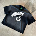 Custom Wholesale Tshirt Manufacturer O Neck Sun Faded Acid Washed Cropped 300gsm Letter Heavyweight Cotton Boxy T-shirt Men