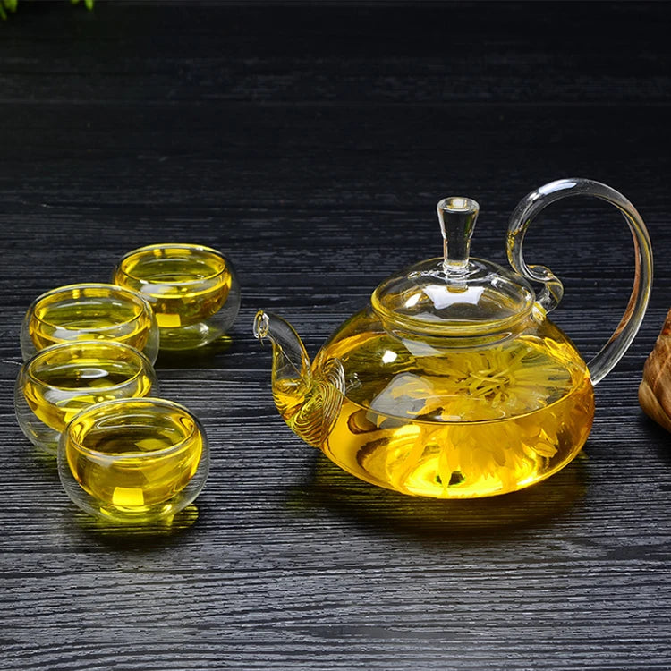 Design Modern Clear Glass Small Teapot with Infuser 600ml Tea Set Stocked Paper Box
