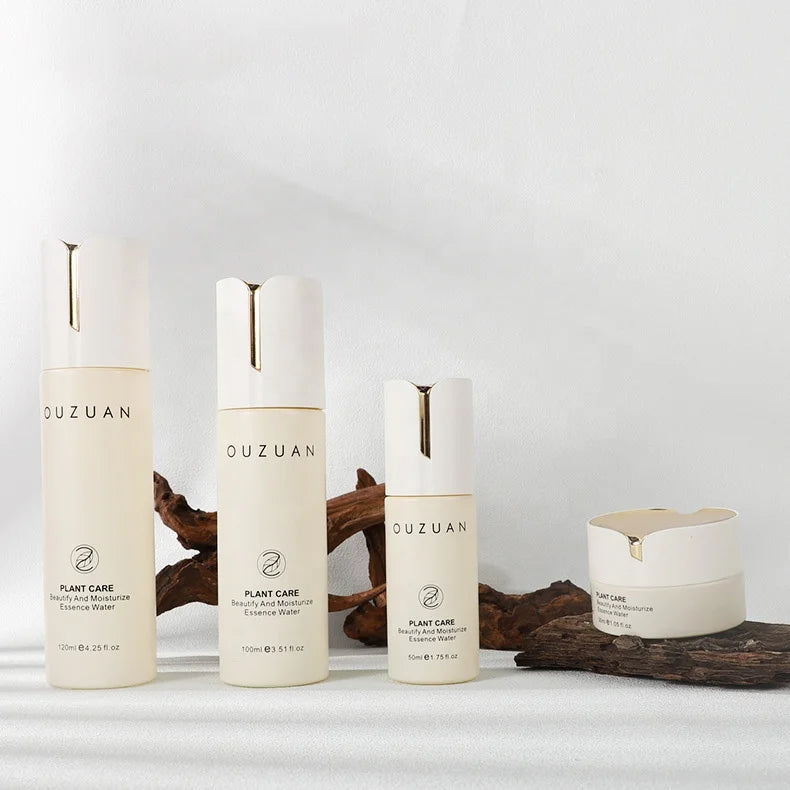 Luxury 1OZ Matte White Cosmetic Packaging Glass Bottle Set Lotion Serum Glass Bottles Face Cream Jars Set 30ml 50ml 100ml