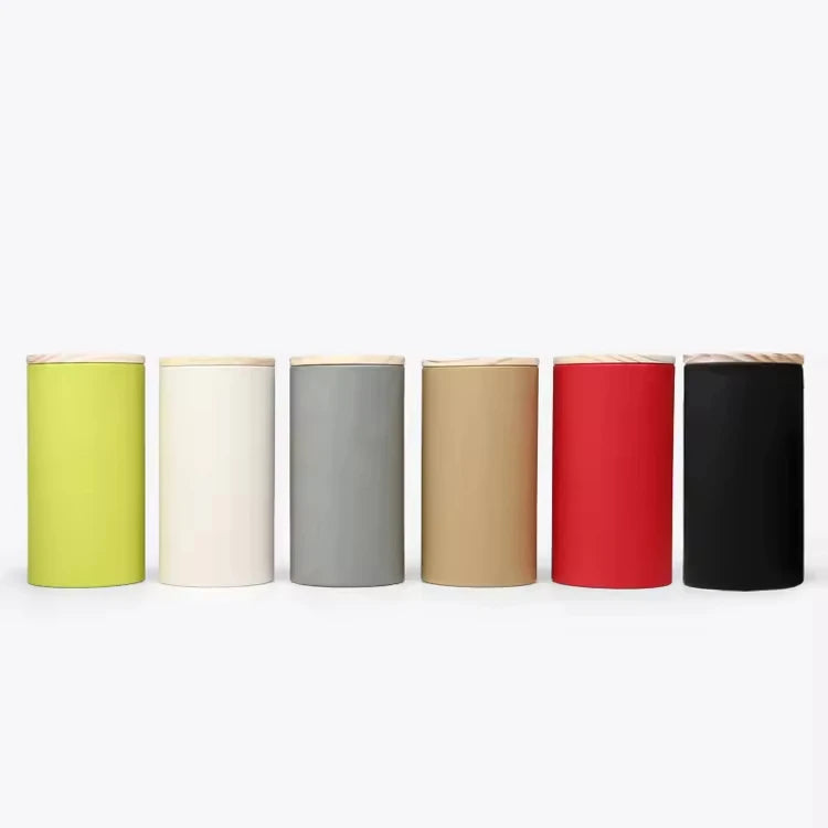 Biodegradable Cylinder Food Paper Cans Round Paper Tube With Bamboo Lid Tube Box Packaging for Loose Tea Package
