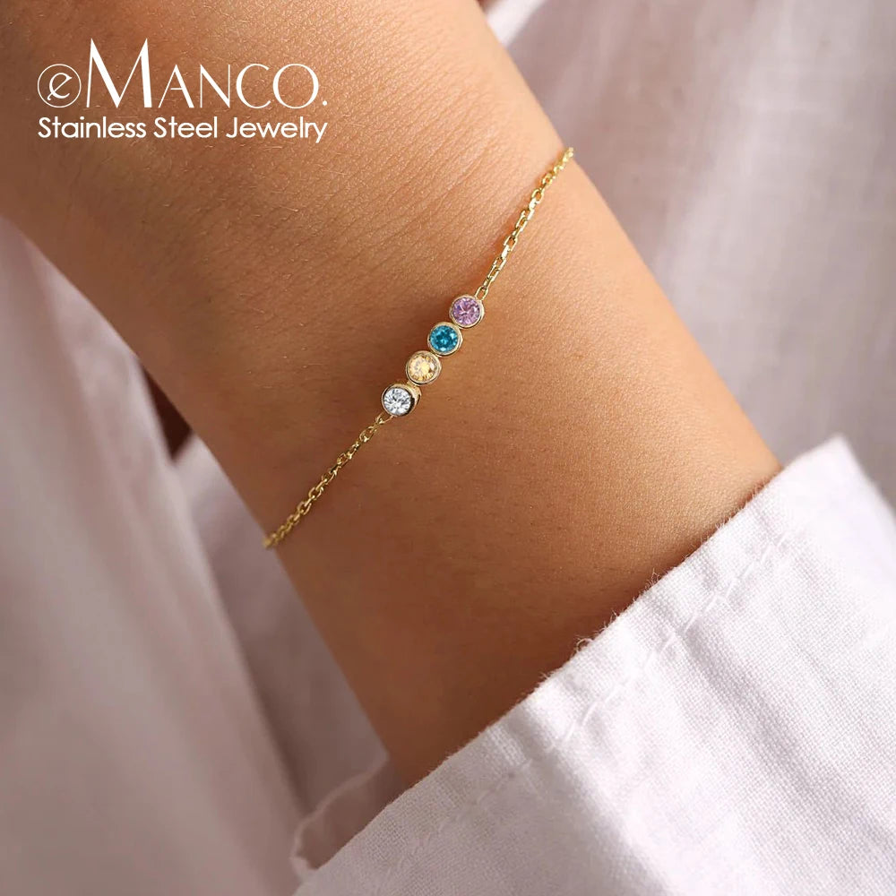 EManco DIY Zircon Birthstone Bracelet Personalized Matching Bracelets 12 Zodiac Sign Gifts Party Gifts