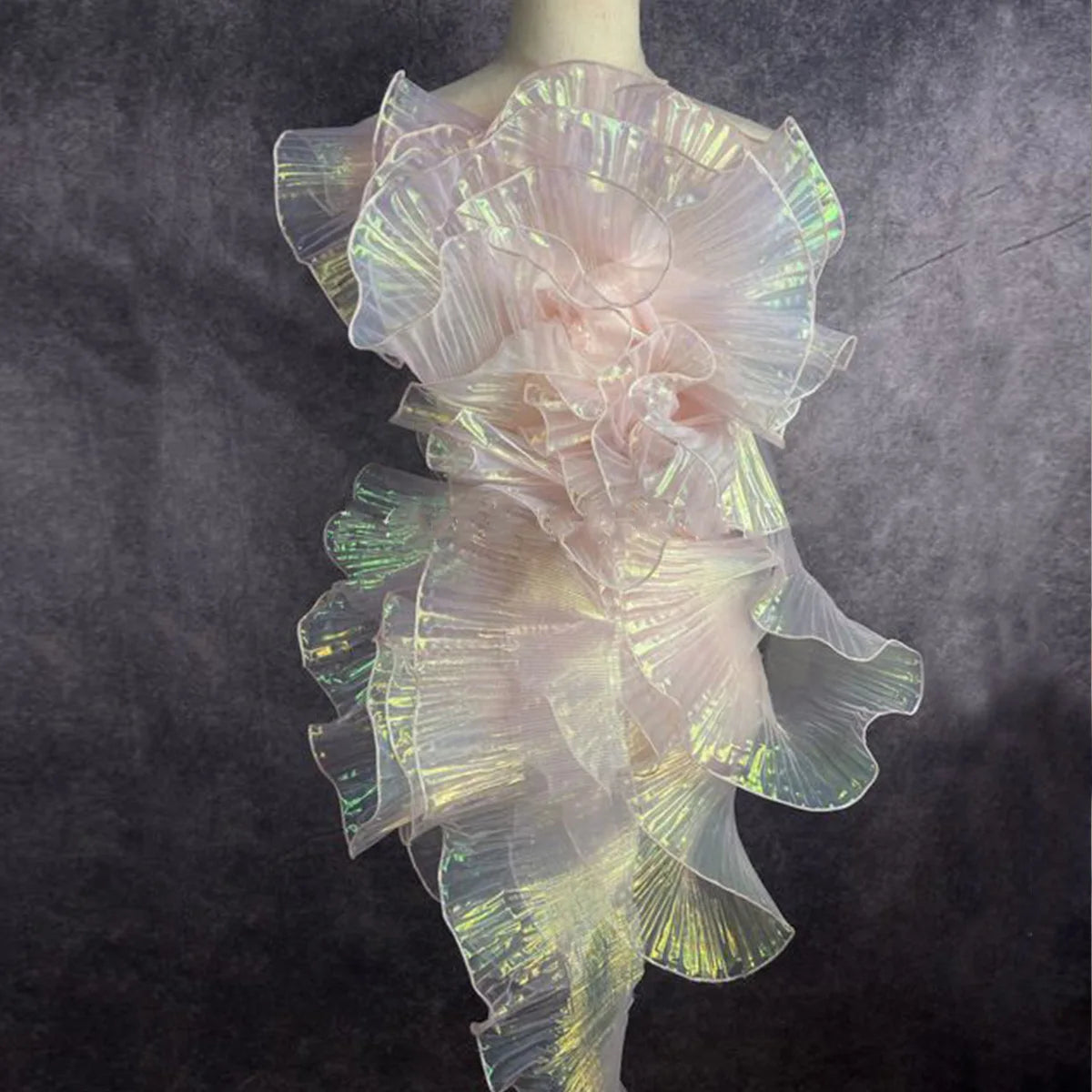 1 Yard Ruffle Gradient Lace Trim Organza Ribbon Wedding Dress Edge Clothing DIY Sewing Craft