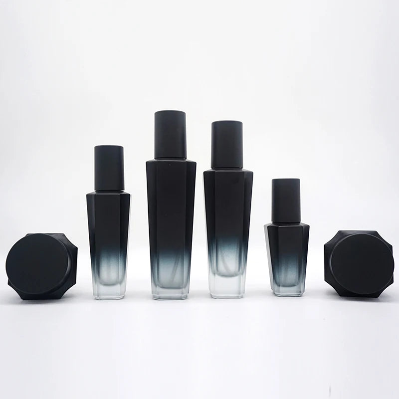 Custom Color High Borosilicate Glass Cosmetic Bottle Spray Cream Jar Makeup Container Packaging Set Screen Printing Customized