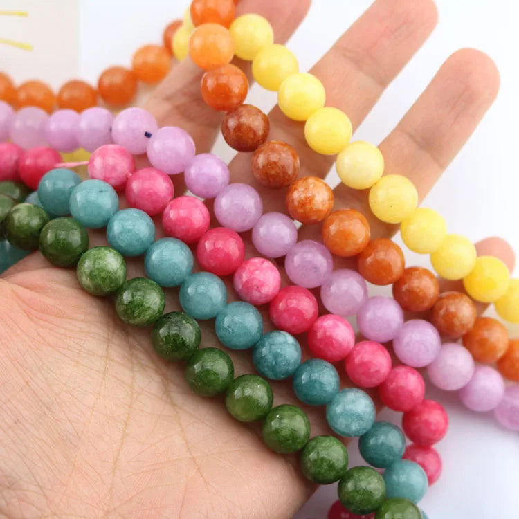 SB7223 Natural Semiprecious Stone Gemstone Loose Beads Yellow Jade Kiwi Web Jasper Round Beads for Jewelry Making