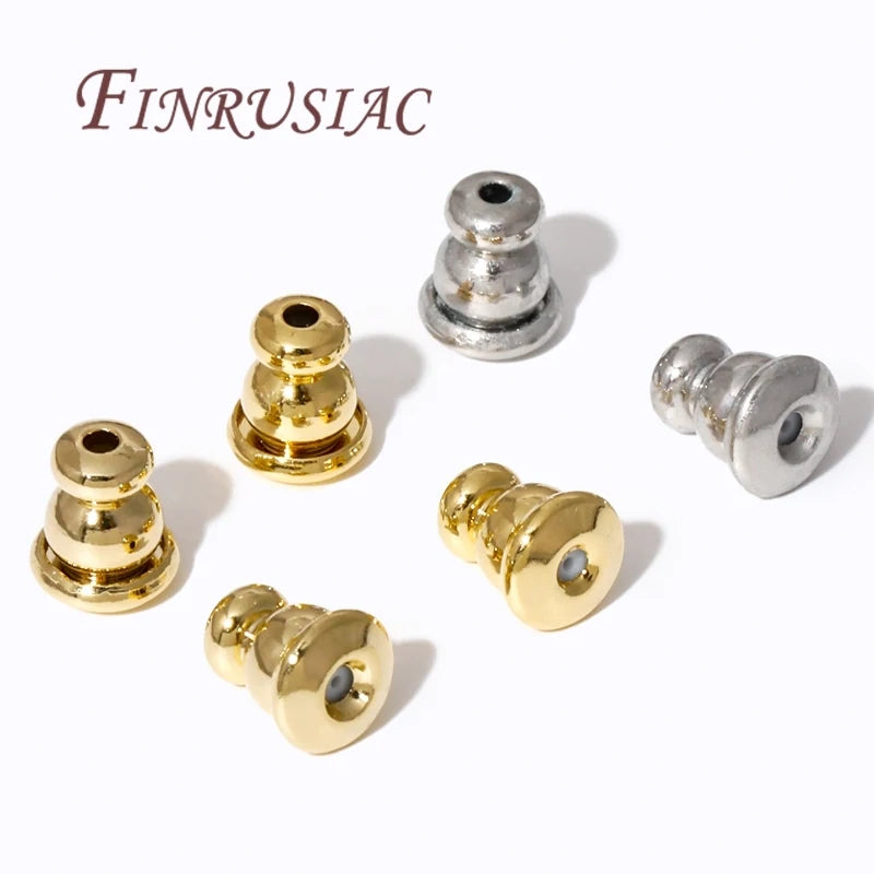 18K/14K Gold Plated Metal Earring Back Plug Cap DIY Blocked Earrings Backs Stoppers Ear Accessories Jewelry Findings Components