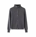 Trendy Manufacturer Women's Long Sleeve Turtleneck Cardigan Knitted Full Buttons Reversible Cashmere Cardigan Sweater for Ladies
