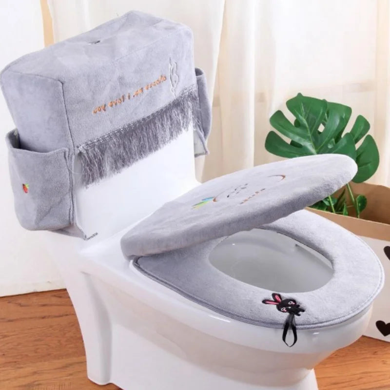 Ready to Ship Light Luxury Home Accessories Toilet Seat Cover Set Waterproof Soft Washer