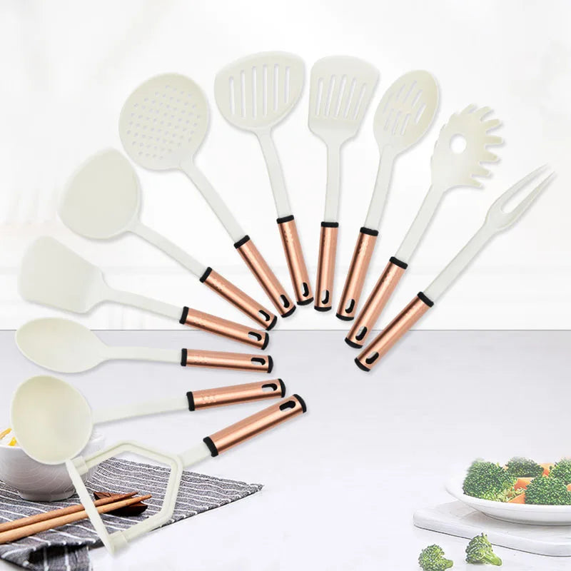 Dishwasher Safe Home Kitchen Good Grade Nylon 8 Piece Kitchen Utensil Set with Stainless Steel Handle