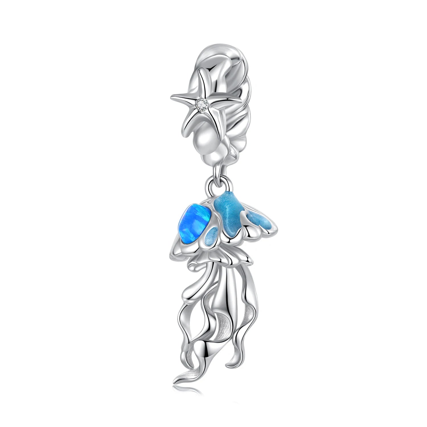 Ocean Style S925 Sterling Silver Dream Jellyfish Pendant Fine Summer Jewelry Charm for Original Bracelet No Allergies No Nickel