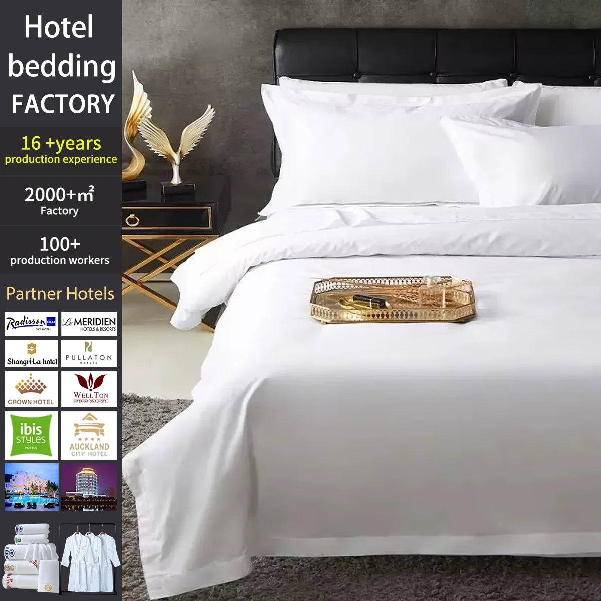 Luxury 5 Stars Hotel Quality Bedding Set 200 300 400 1000 Thread Count 100% Pure Cotton Hotel Bed Sheets