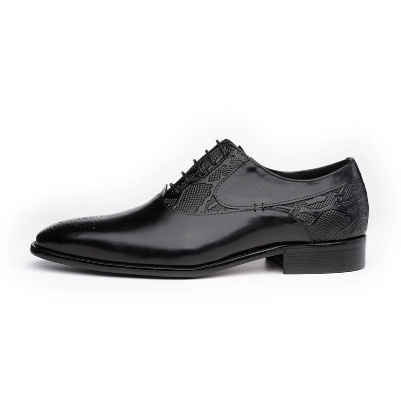 Handmade Black Leather Dress Shoes for Men GENUINE Oxford Material Customized Rubber Casual Formal Pointed Autumn for Weddings