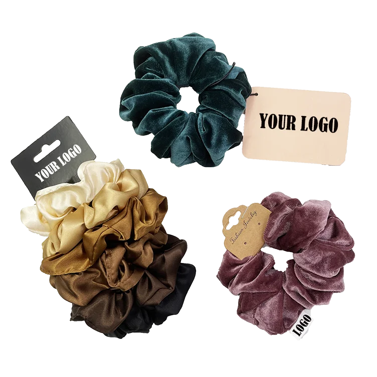 Hot-selling Low MOQ Custom Scrunchies Set Pack Velvet Scrunchies Hair Decoration Hair Bands for Girls