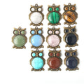 Natural Stone Owl Crystal Pendant Necklace DIY Gemstone for Jewelry Making Accessories