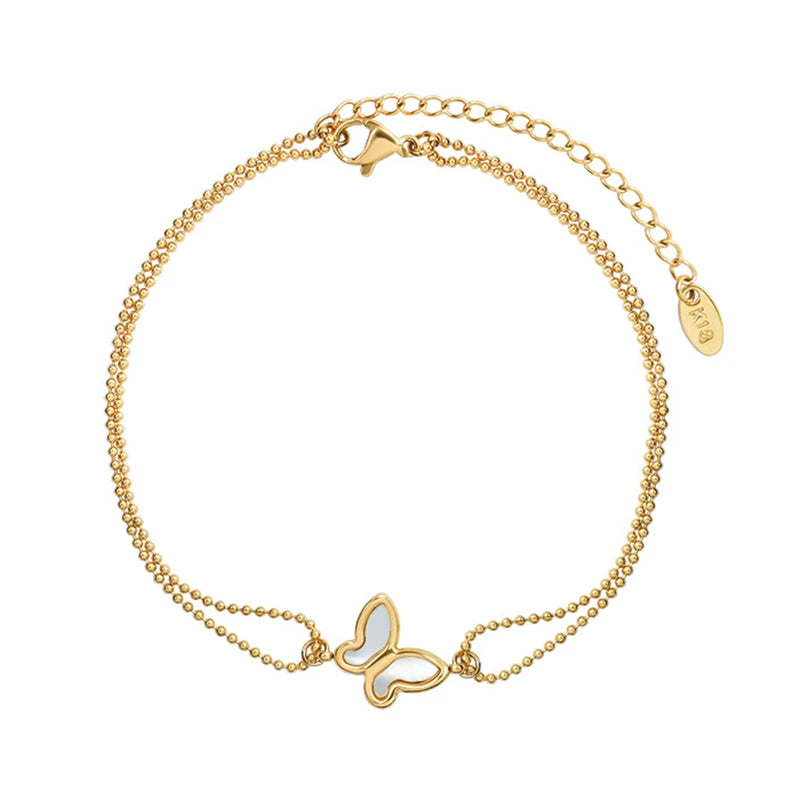 Wholesale Custom Waterproof Foot Jewelry 18k Gold Plated Stainless Steel Charm Anklet for Women