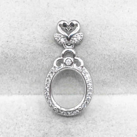 Sterling Silver 9*11mm Semi Mount Pendant Empty Frame Blank Support Setting S925 Base Holder Without Center Stone for DIY Inlay