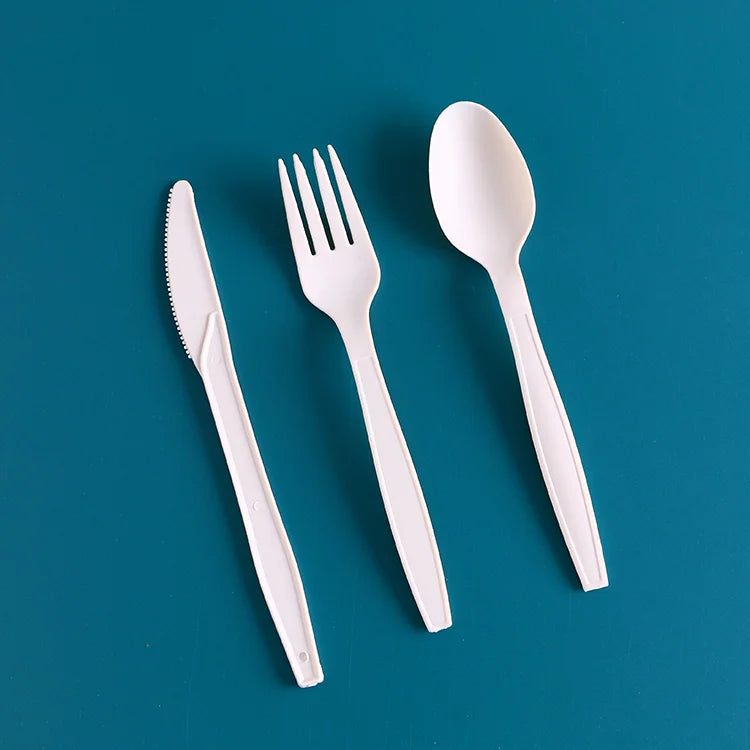 Eco Friendly Disposable Cutlery Heavy Duty Biodegradable Disposable Cornstarch Plastic Cutlery Set Knife Fork Spoon