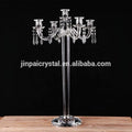 Cheap Tall 5 Head Crystal Glass Candelabra with Dropping Crystals for Table Decoration