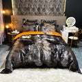 Simple Style Black Golden Egyptian Cotton comfort Cover Classic Satin Jacquard Pillow Cover 4-piece Bedding Set Supplier