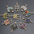 Tree of Life Gemstone Pendant Crystal Stone Copper Wire Wrap Chakra Gemstone Pendant Charm for DIY Necklace Jewelry Making Gifts