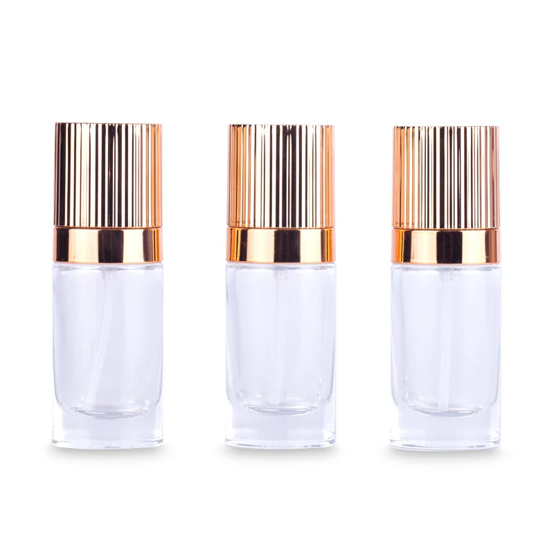 Liquid Foundation Glass Bottle 30ml Luxury square Pump Cosmetic Packaging Clear Frosted Glass Pump Bottle with Matte White Pump
