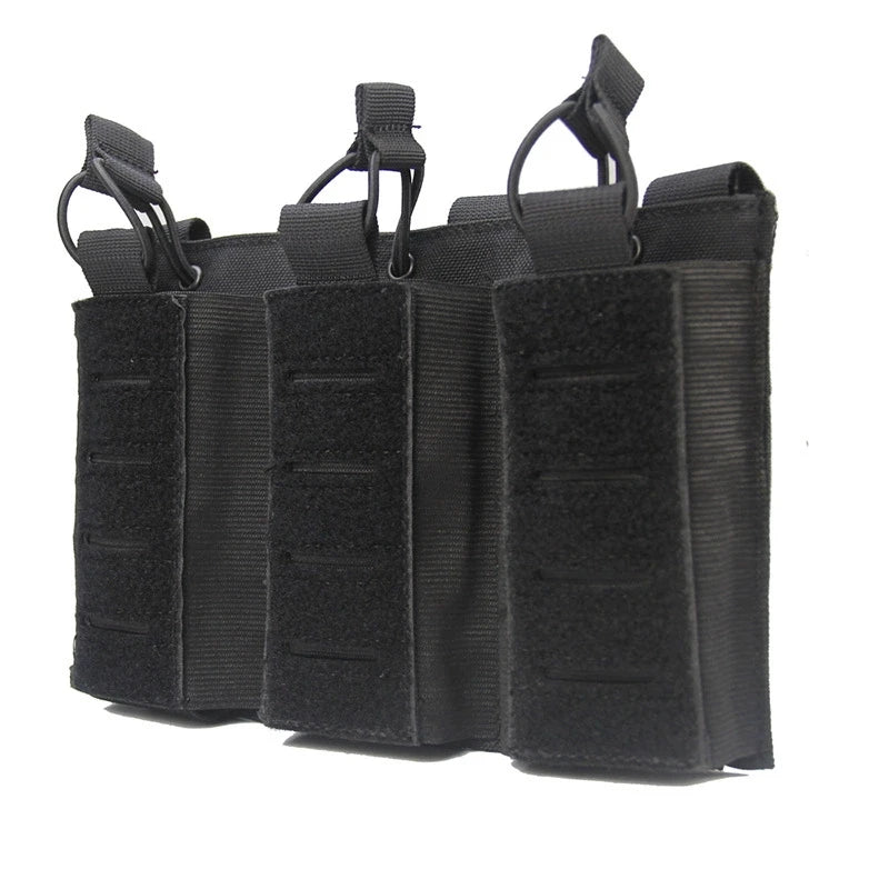Tactical Triple Magazine Pouch with Zipper Closure Waterproof MOLLE Holster for Paintball & Hunting Ammo Storage