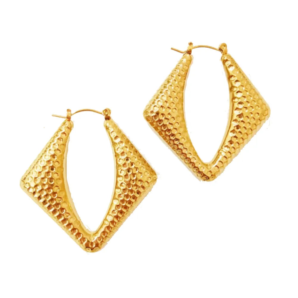 Wholesale Titanium Stainless Steel 18k Gold Plated square Hoop Dangle Unique Earrings Jewelry Earring