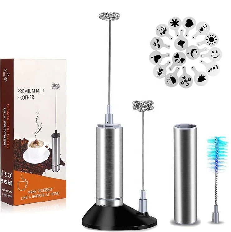 Gift Sets Food Grade Stainless Steel Milk Frother Maker Kitchen Gadgets Handheld Electric Milk Frother for Sale