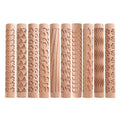 DIY Clay Pottery Modeling Pattern Rollers Cookie Pattern Printing Baking Tools Beech Wood Embossing Wooden Rolling Pin