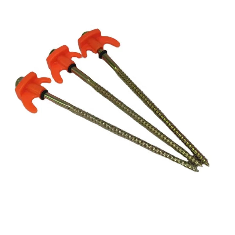 TP3015 20.5cm Orange Threaded Hex Head Steel Tent Pegs Screw in Tent Stakes for Camping