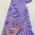 Bridal 3D Beaded Sequins Lace Embroidery Eco-Friendly 5 Yards for Wedding Dresses with Floral Pattern and Fast Delivery