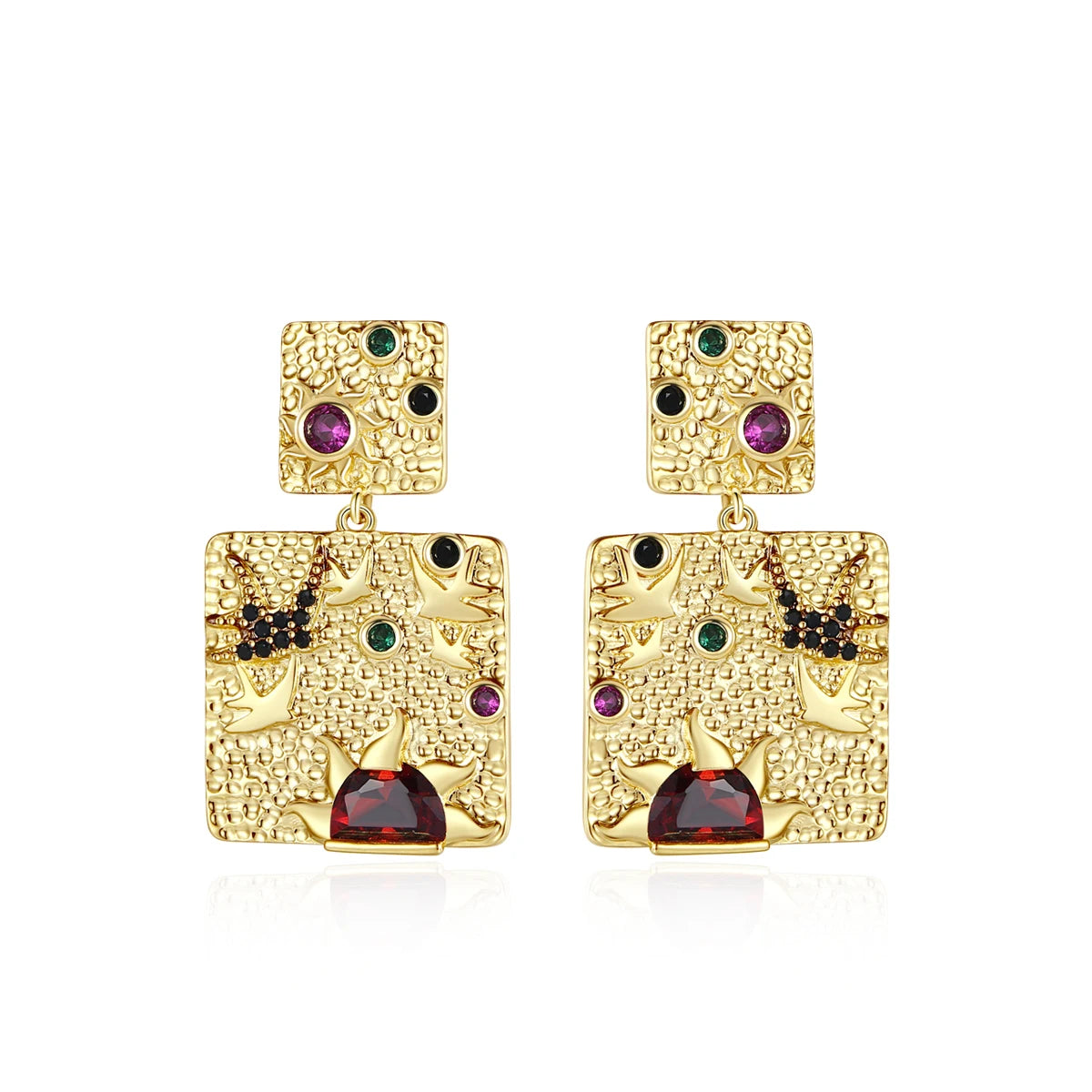 LUOTEEMI Handmade Earing Zircon Hot Sale Woman Luxury Brass Drop Popular Fashion Jewelry Colourful Earrings