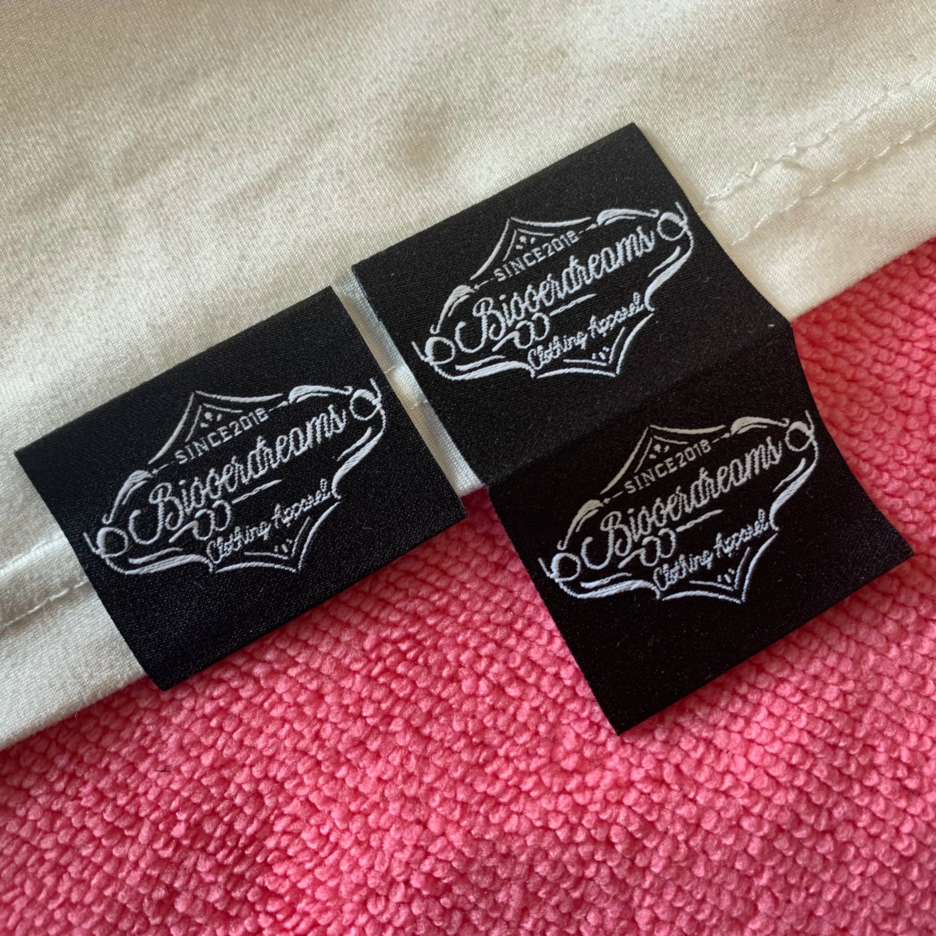 Custom Brand logo manhattan Fold Shirt Cuff Labeldurable Damask Woven Sleeve Hem Tags