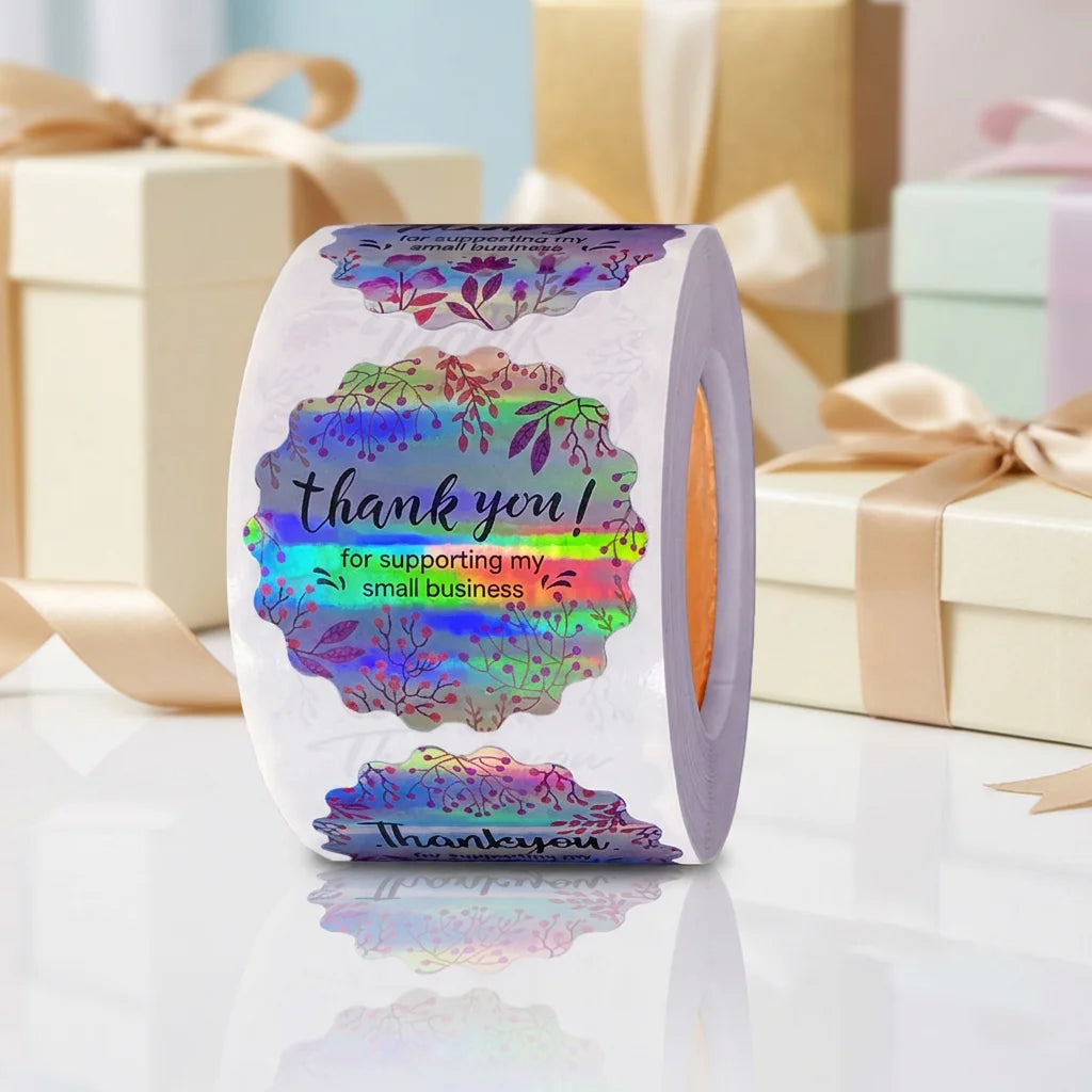 Thank You Stickers 1.5 Inch Round Golden Foil Paper Business Letters Wedding Envelope Seal Birthday Gift Packaging Labels