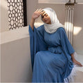 Fashion Feathers Muslim Abaya Batwing Sleeve Maxi Dress Oversized Cardigan Kimono Long Robe Gowns Jubah Islamic
