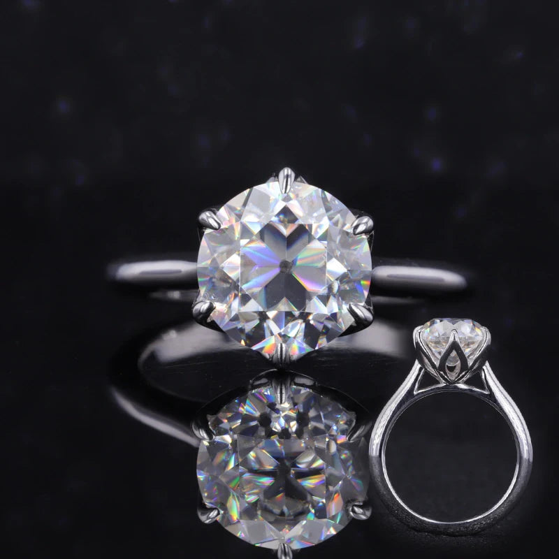 Starsgem Solid Gold  GH 8.5mm OEC Moissanite Stone Women Ring for Wedding