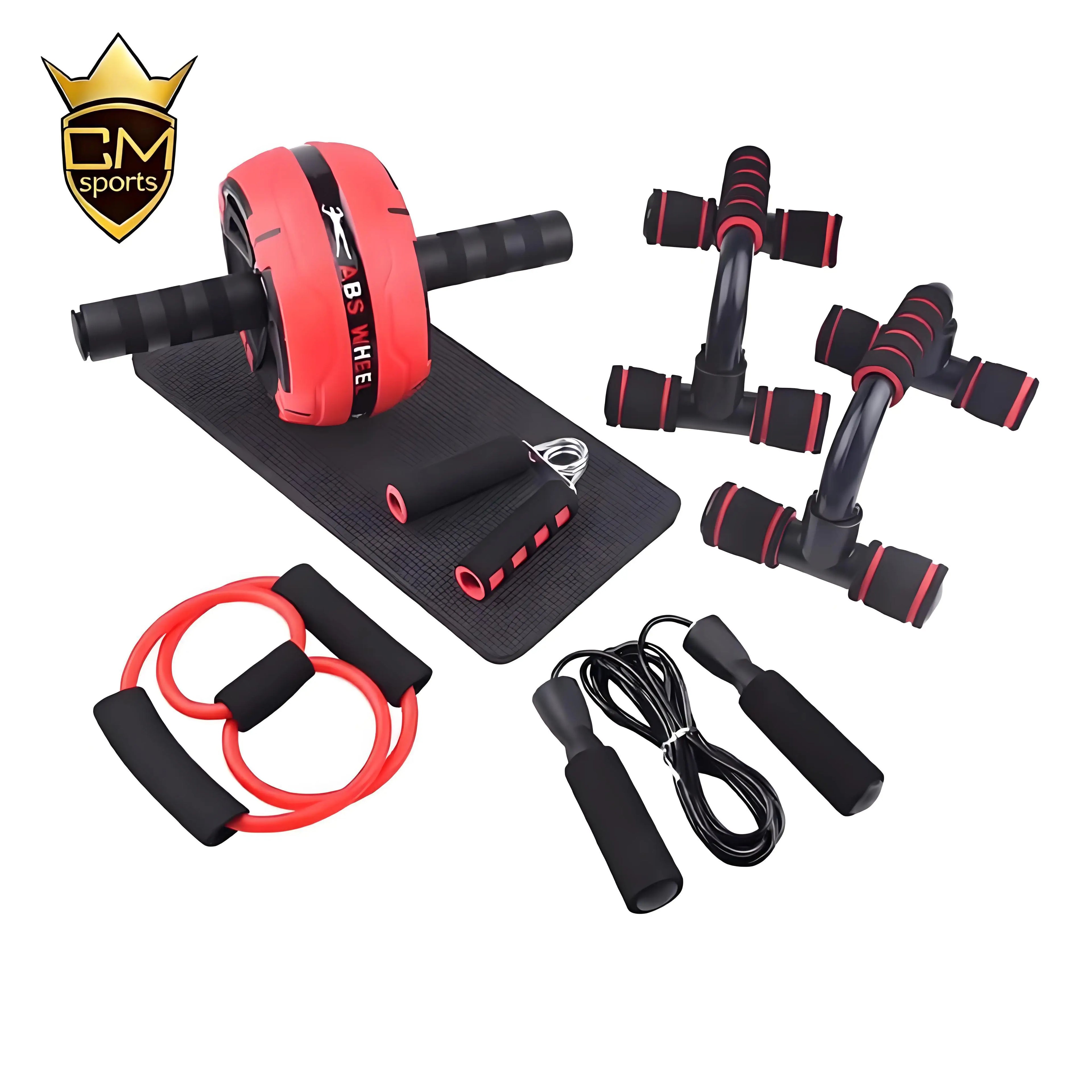 CHENGMO SPORTS Gym Fitness Set Ab Wheel Roller Abdominal Crunch Machine Handgrip Strengthener Jump Rope Push EVA Exercise Custom