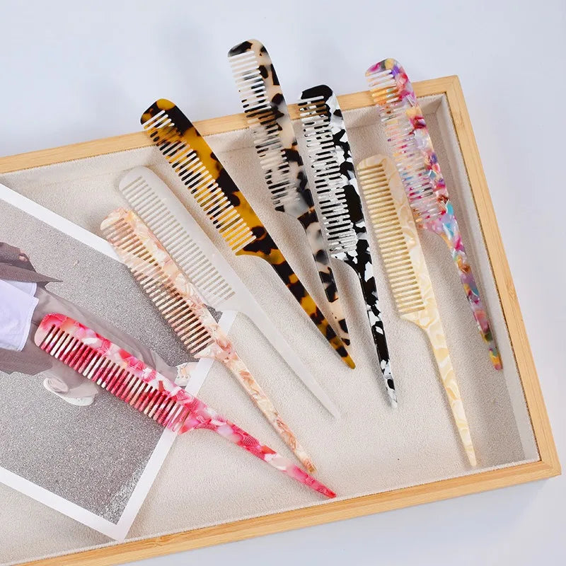 Wholesale French Luxury Acetate Hair Comb Anti Static Pointed Tail Comb Custom Portable Hair Straightening Comb With Logo
